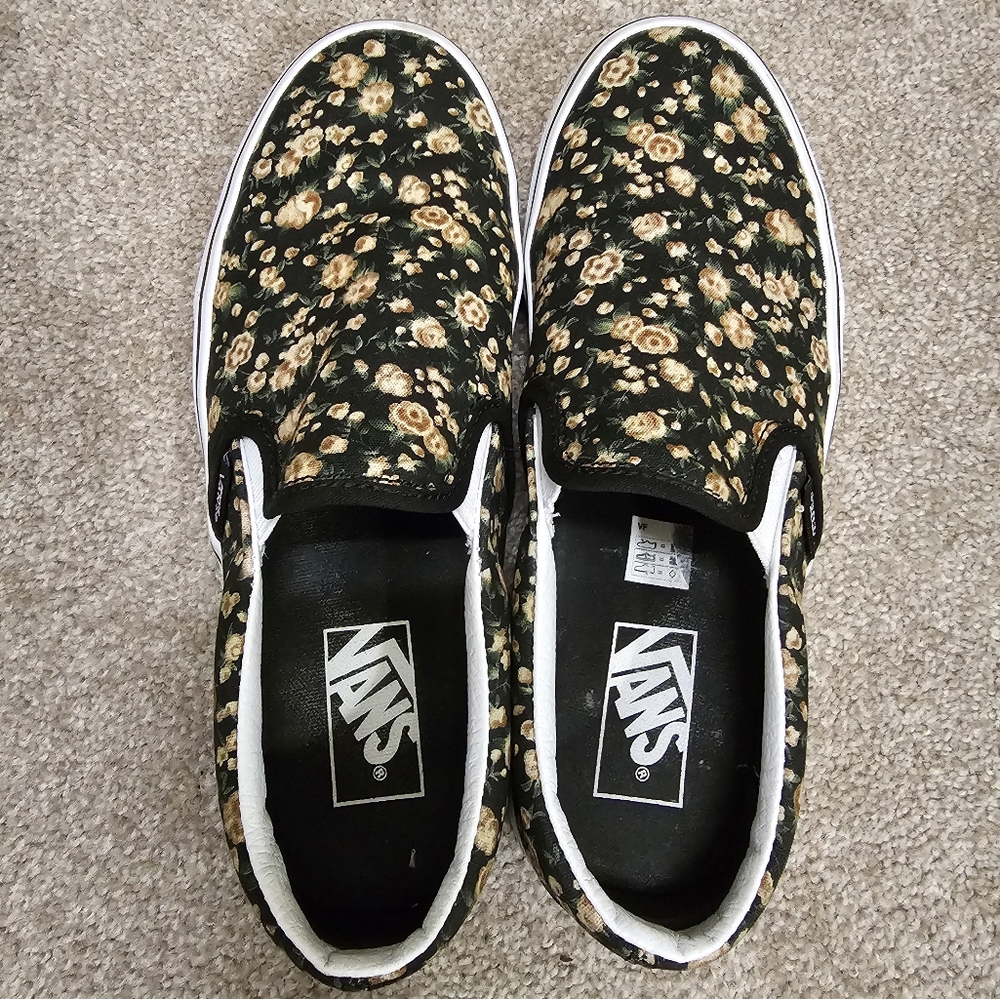 Vans floral women's slip on shoes